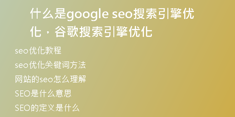 什么是google seo搜索引擎优化,谷歌搜索引擎优化