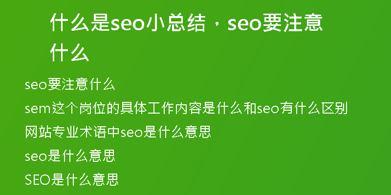 什么是seo小总结，seo要注意什么