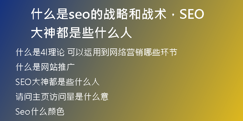 什么是seo的战略和战术，SEO大神都是些什么人