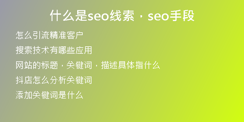 什么是seo线索，seo手段