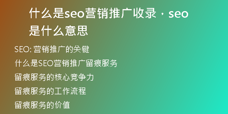 什么是seo营销推广收录，seo是什么意思