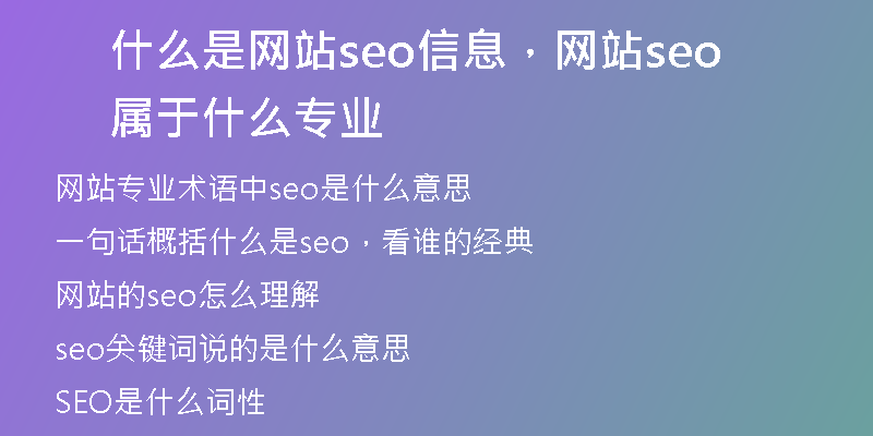 什么是网站seo信息，网站seo属于什么专业