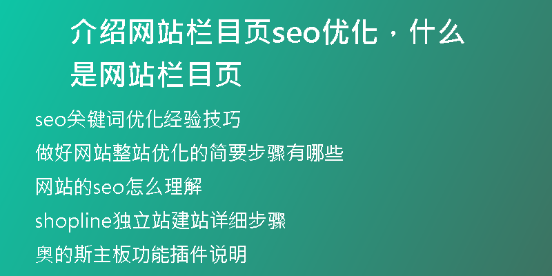 介绍网站栏目页seo优化，什么是网站栏目页