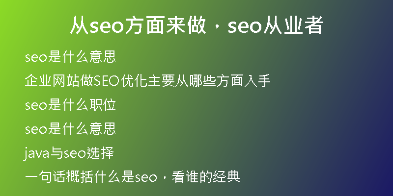 从seo方面来做，seo从业者