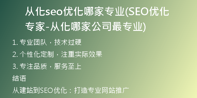 从化seo优化哪家专业(SEO优化专家-从化哪家公司最专业)