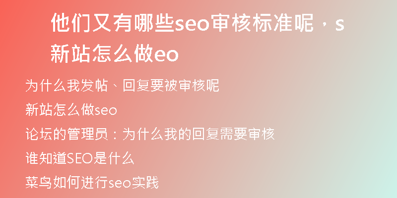 他们又有哪些seo审核标准呢，新站怎么做seo