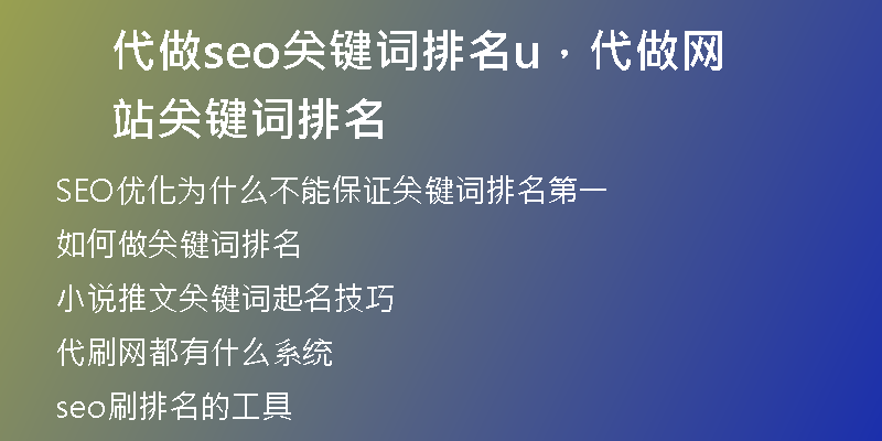 代做seo关键词排名u，代做网站关键词排名