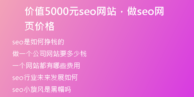 价值5000元seo网站，做seo网页价格