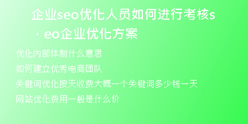 企业seo优化人员如何进行考核，seo企业优化方案