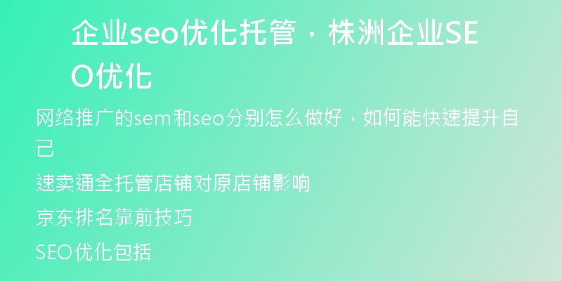 企业seo优化托管，株洲企业SEO优化