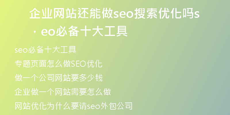 企业网站还能做seo搜索优化吗，seo必备十大工具