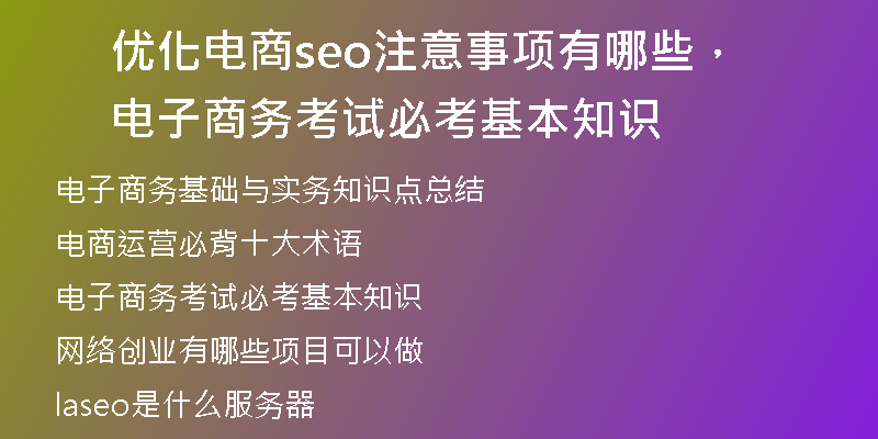优化电商seo注意事项有哪些，电子商务考试必考基本知识