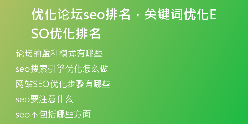 优化论坛seo排名，关键词优化SEO优化排名
