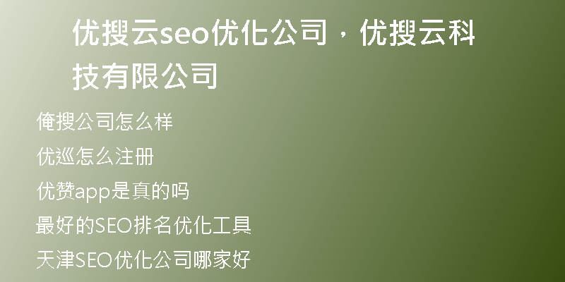 优搜云seo优化公司，优搜云科技有限公司
