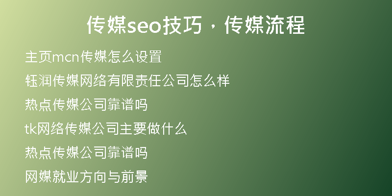 传媒seo技巧，传媒流程