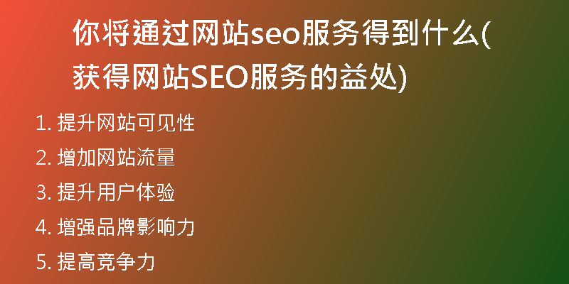 你将通过网站seo服务得到什么(获得网站SEO服务的益处)