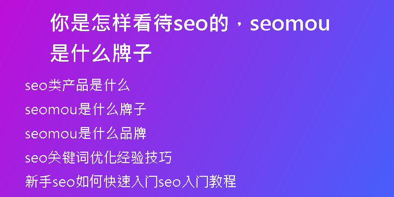 你是怎样看待seo的，seomou是什么牌子