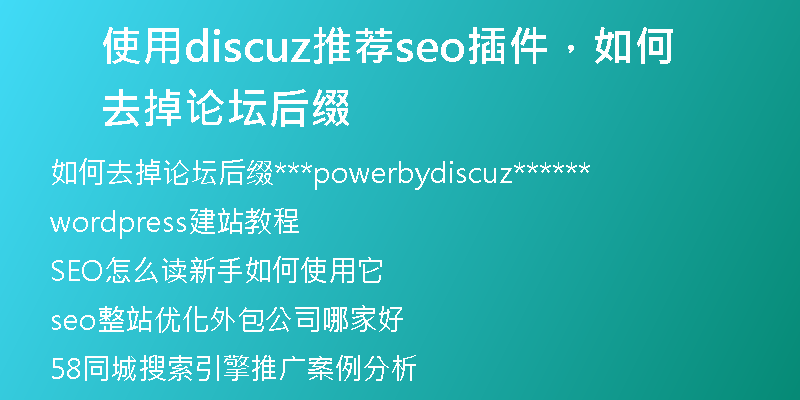 使用discuz推荐seo插件，如何去掉论坛后缀