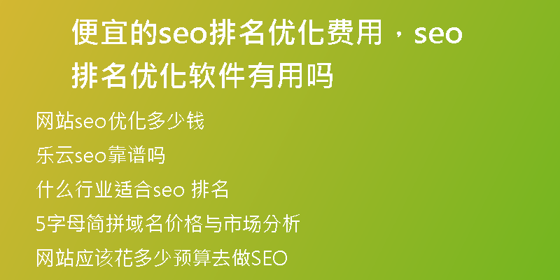 便宜的seo排名优化费用，seo排名优化软件有用吗