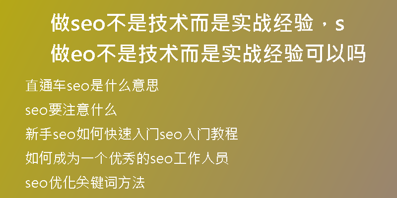 做seo不是技术而是实战经验，做seo不是技术而是实战经验可以吗