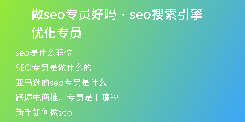 做seo专员好吗，seo搜索引擎优化专员