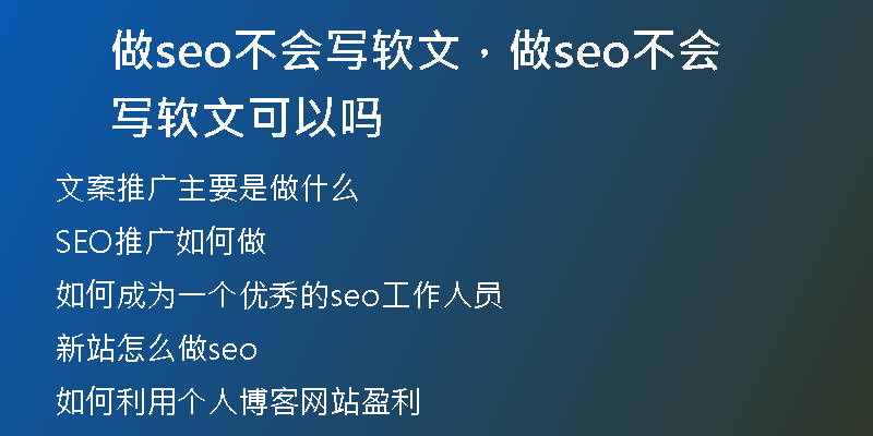 做seo不会写软文，做seo不会写软文可以吗