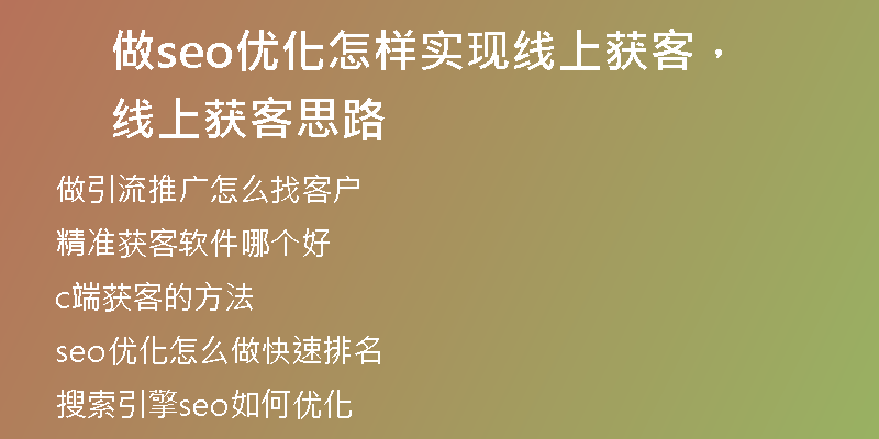 做seo优化怎样实现线上获客，线上获客思路