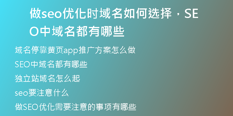 做seo优化时域名如何选择，SEO中域名都有哪些