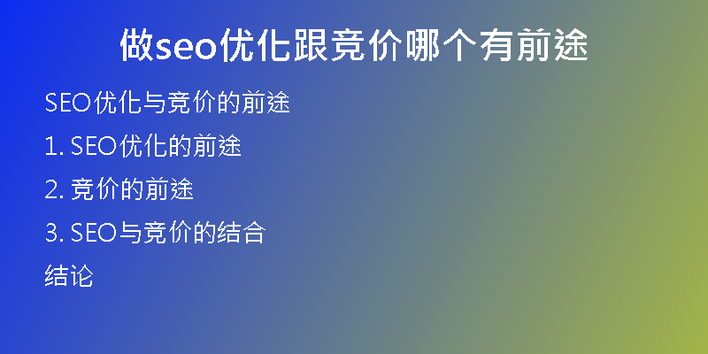 做seo优化跟竞价哪个有前途