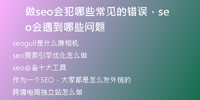 做seo会犯哪些常见的错误，seo会遇到哪些问题