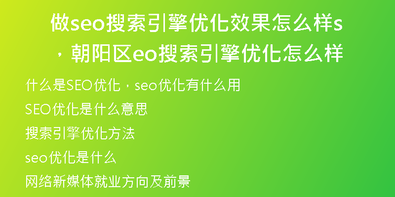 做seo搜索引擎优化效果怎么样，朝阳区seo搜索引擎优化怎么样