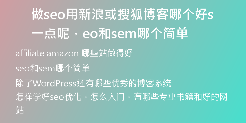 做seo用新浪或搜狐博客哪个好一点呢，seo和sem哪个简单