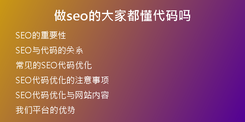 做seo的大家都懂代码吗