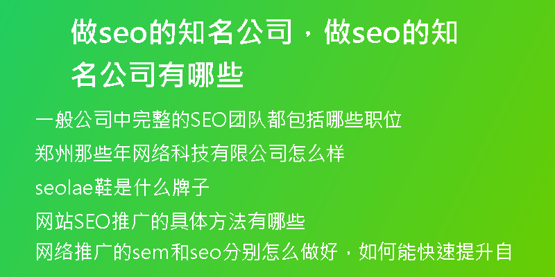 做seo的知名公司，做seo的知名公司有哪些
