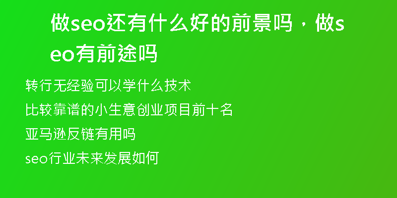 做seo还有什么好的前景吗，做seo有前途吗